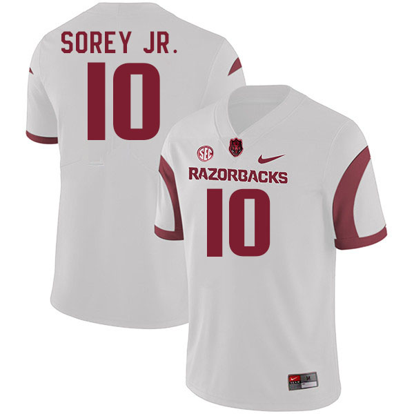 Men #10 Xavian Sorey Jr. Arkansas Razorbacks College Football Jerseys Stitched-White